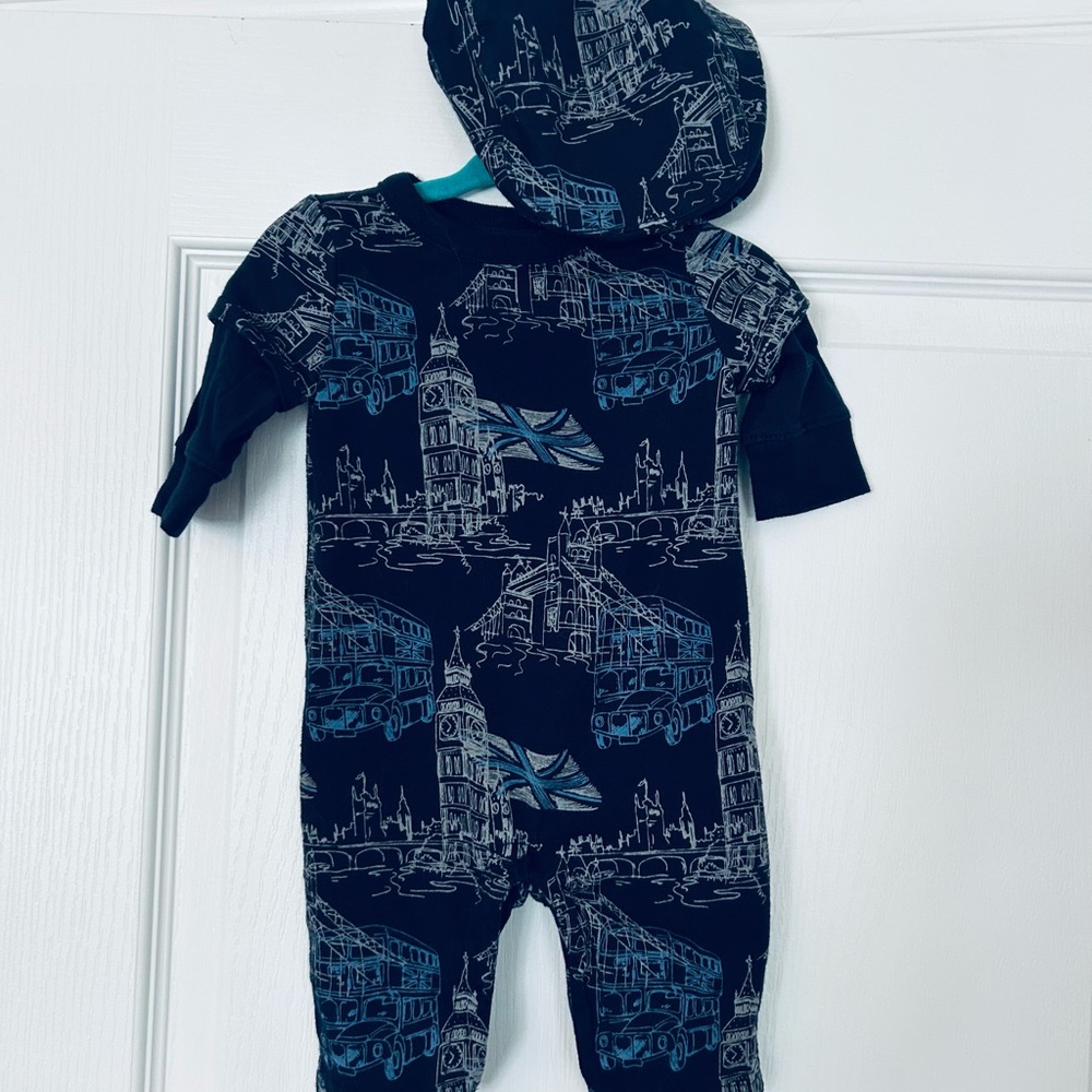 🇬🇧GAP Blue One Piece - London Cityscape Design w/ cap🇬🇧